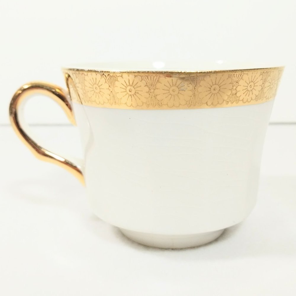 Vintage LE ROI Cup Set of 6 Teacup Coffee Cup White18K Gold Band Rim #1344